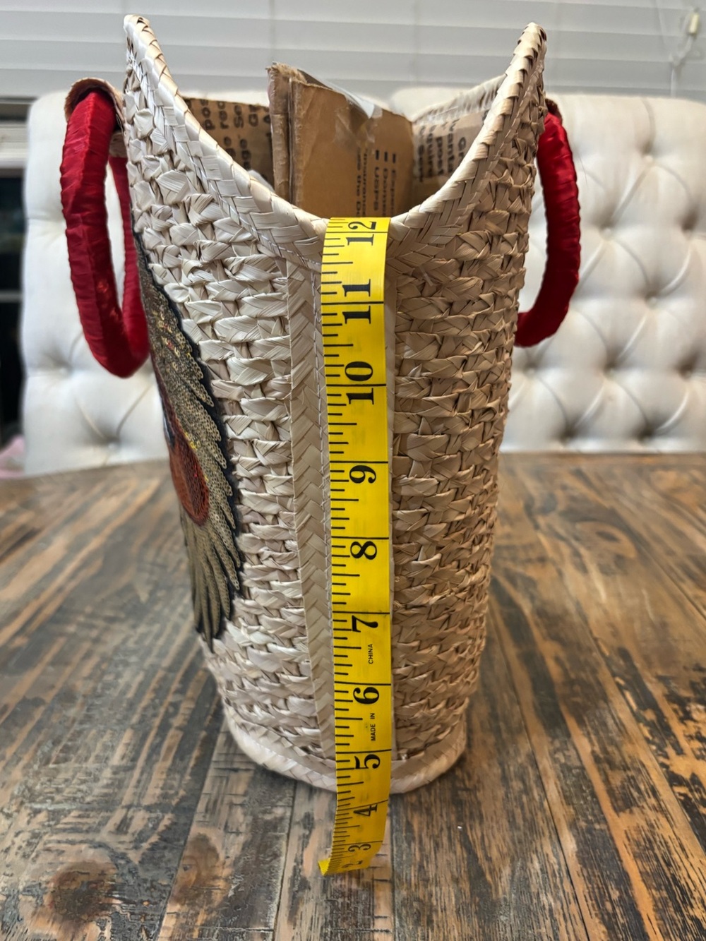 Woven Straw Sequin Wing and Lips
Tote with Red Handle - Picture 12 of 14